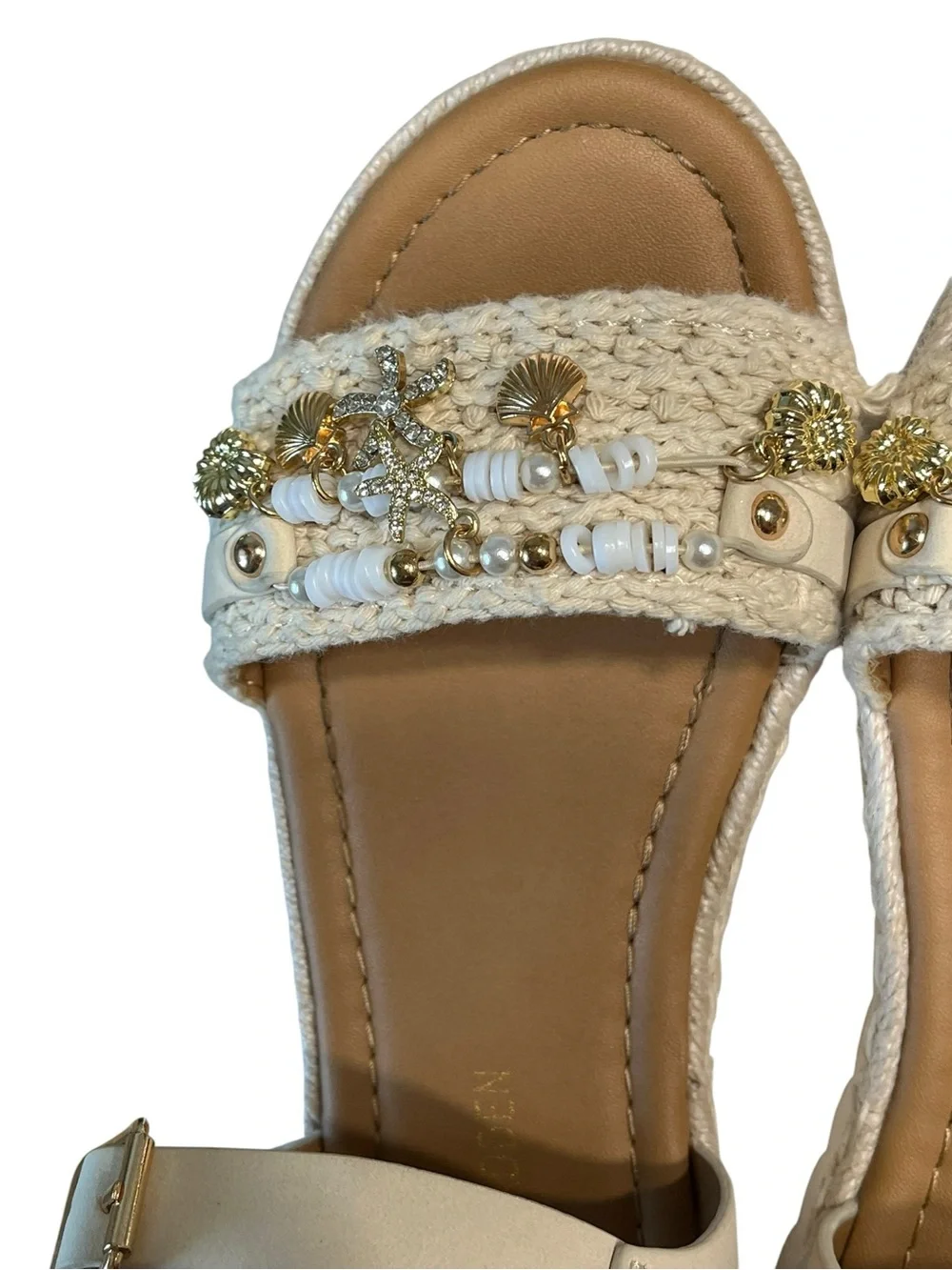 Steve Madden Girls Espadrille Sandals w/Seashell Charms - Size 1